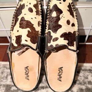 Maya Women’s Brown and Cream Cowhide Slip-On Loafers